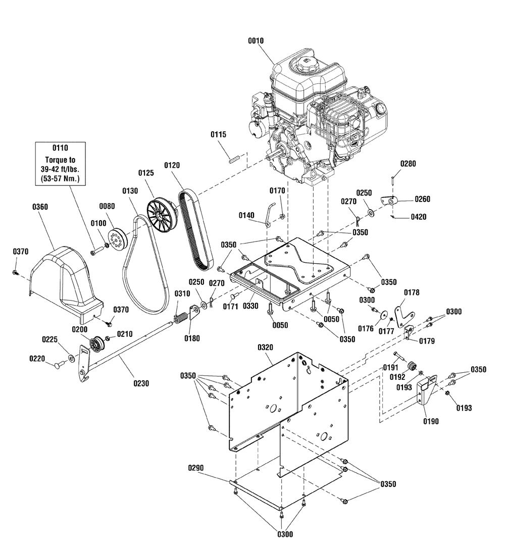 Engine And Frame Group Diagram and Parts List for 1696485-00-CH842100SE 2015 Briggs and Stratton Snow Blower